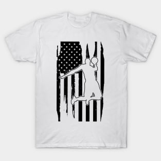 Basketball Player in American Flag T-Shirt